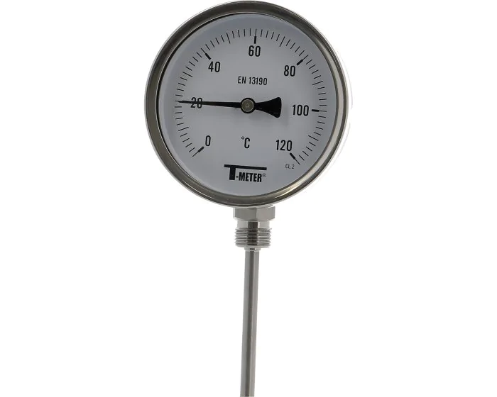 Thermomètre bimétallique Ø100 Vertical Tout Inox (Réf. 270 210)